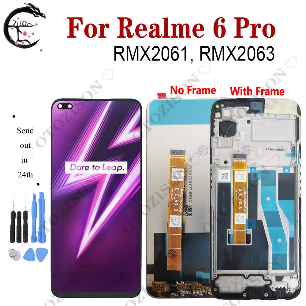 ЖК-дисплей 6,6 дюйма с рамкой для OPPO Realme 6 Pro RMX2061 RMX2063, экран с сенсорным датчиком, дигитайзер в сборе, сменные ремонтные комплекты
