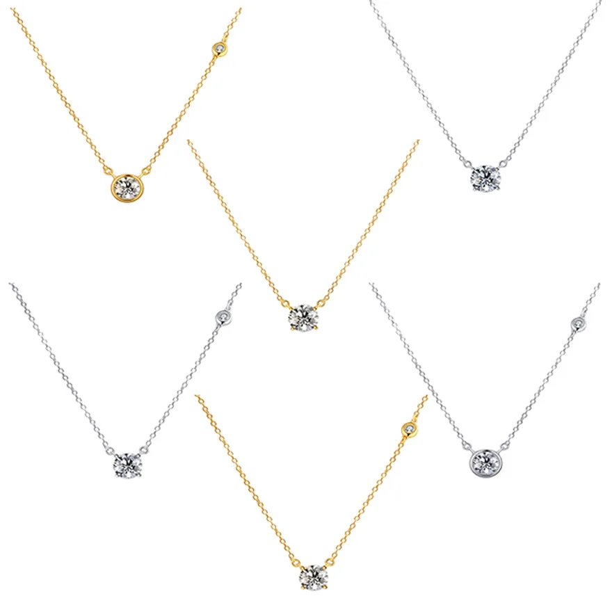 

selling S925 sterling silver Joker fashion necklace in Europe and America with a round flash pendant for women