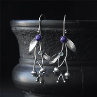 silver color earrings twigs botanical jewelry elven earrings nature style