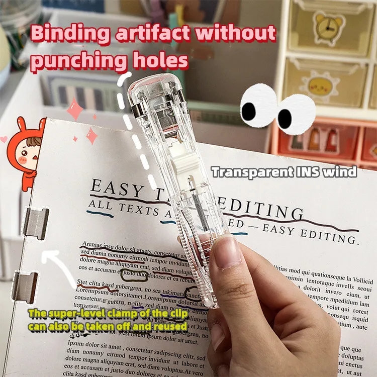 

Transparent Ins Wind Pusher Supplementary Clip File Information Finishing Clip Student Test Paper Binding Clip Snack Sealing