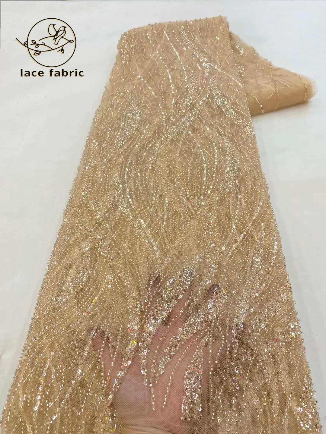 

Luxury Sequence African Groom Lace Fabric 5 Yards 2023 High Quality French Tulle Sequins Nigerian Asoebi Wedding Fabrics Sewing