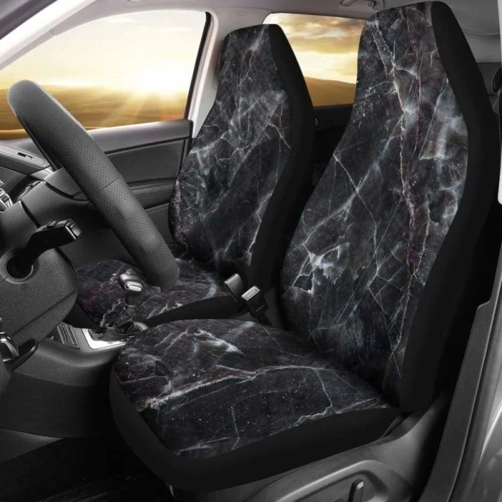 

Dark Grey Stone Marble Car Seat Covers,Pack of 2 Universal Front Seat Protective Cover