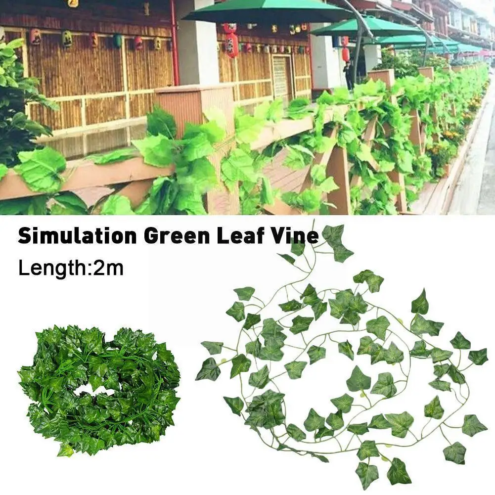 

1pc 2m Simulation Of Green Leaf Vines Artificial Ivy Creeper Plants Diy Flowers Foliage Green Fake Leaf Decoration Vine Gar I9Z2