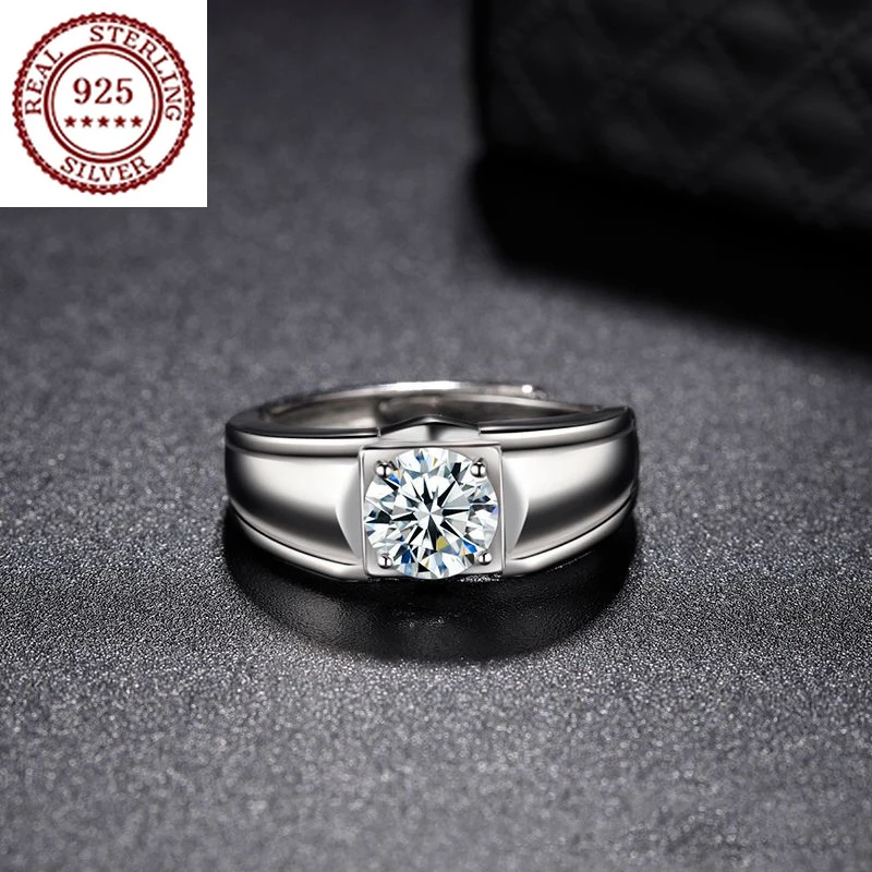 

Кольцо с имитацией муассанита, регулируемое по размеру