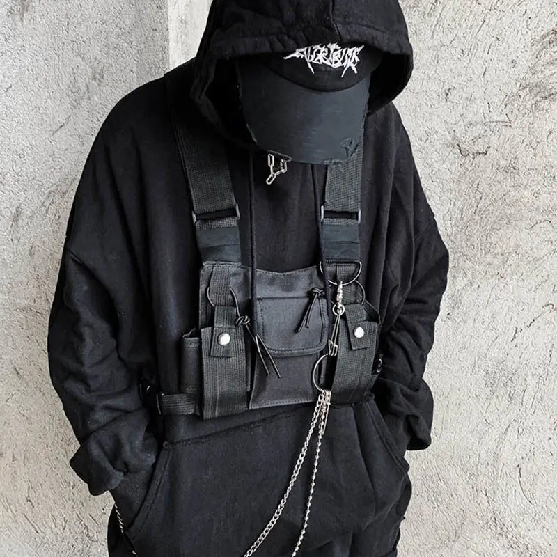 

Kanye West Couples Bag Adjustable Pocket Hip Hop Streetwear Unisex Tactical Shoulder Bag Functional Waist Tank Chest Bag