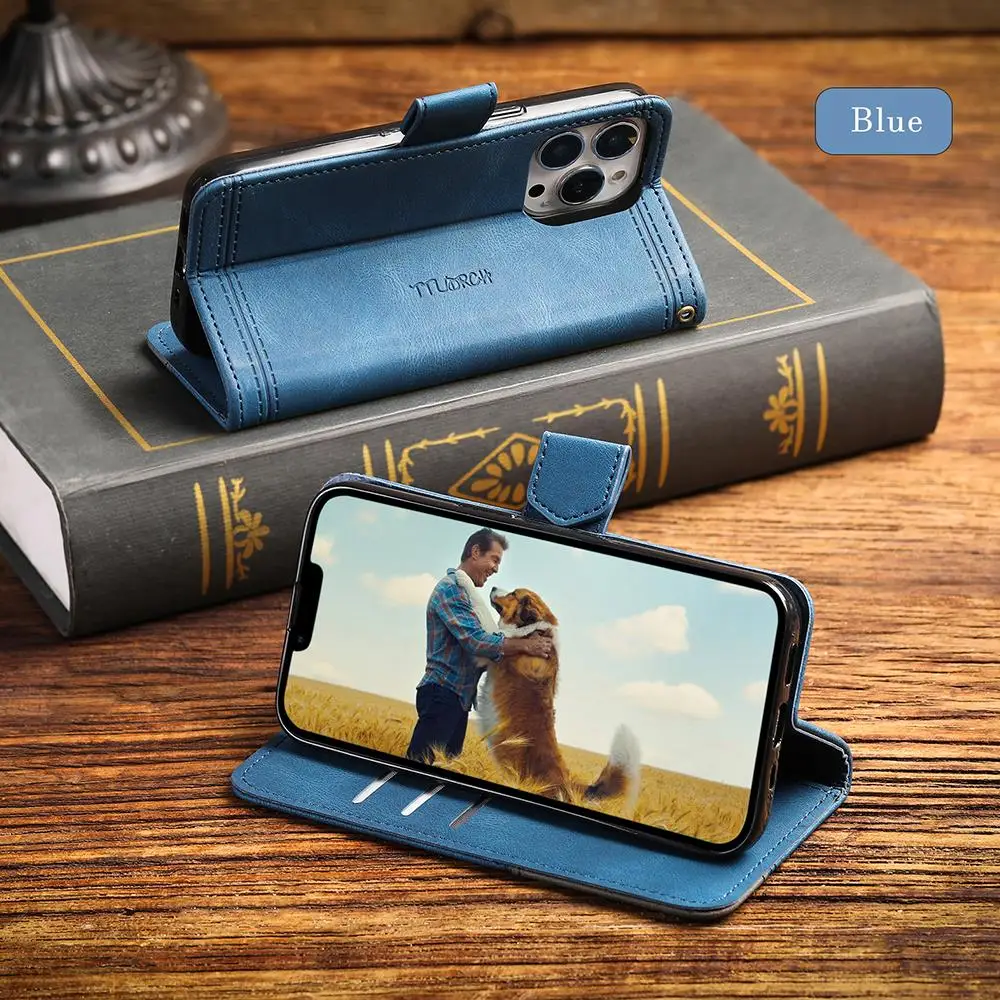 Кожаный флип-чехол для iPhone 16 Pro Max 16PRO кошелек 9 слот карт подставка магнитный