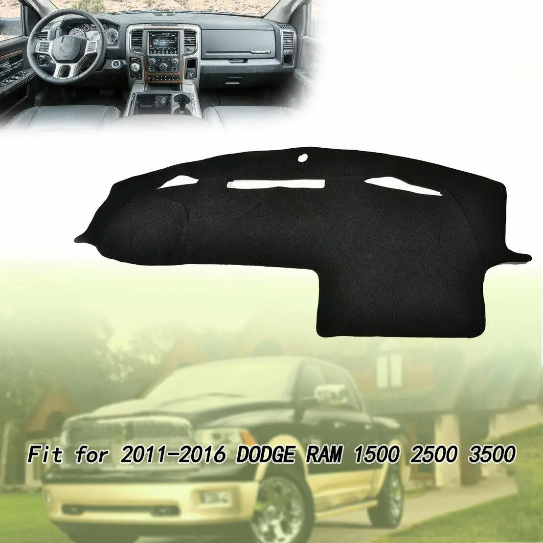 

Черный коврик для приборной панели, подходит для 2011-2016 DODGE RAM1500 2500 3500