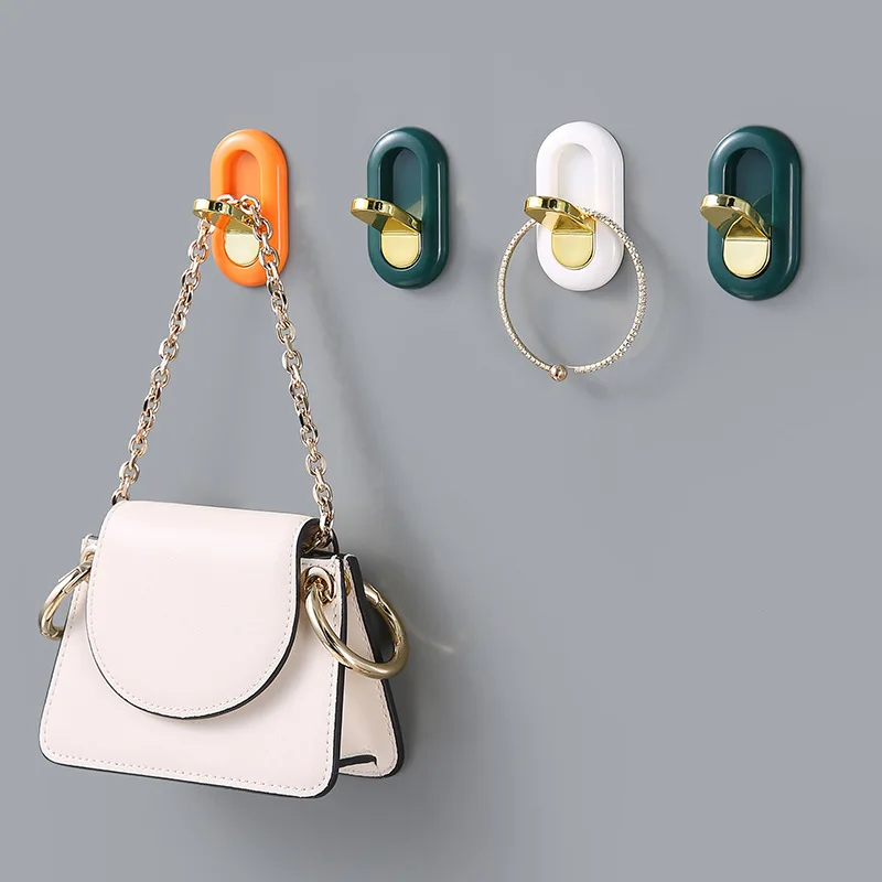 

3Pcs Light Luxury Folding Hook Multifunction Door Hook Kitchen Bathroom Free Punching Wall Hanging Clothes Traceless Sticky Hook