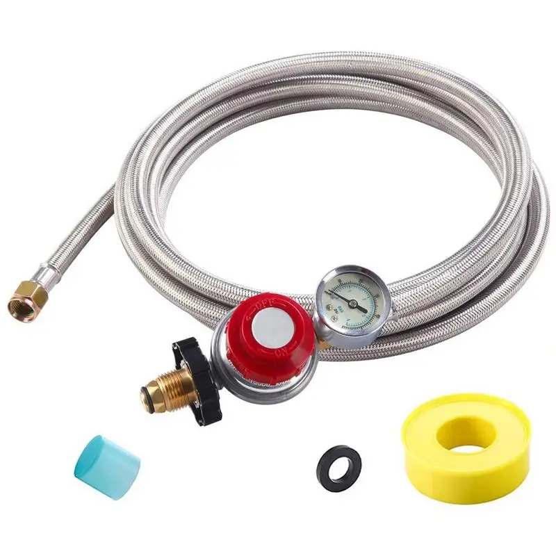 

Psi Propane Regulator High Pressure Gas Regulator Adjustable Braided 38 Inch Flare Swivel Nut Hose Connector With Gauge
