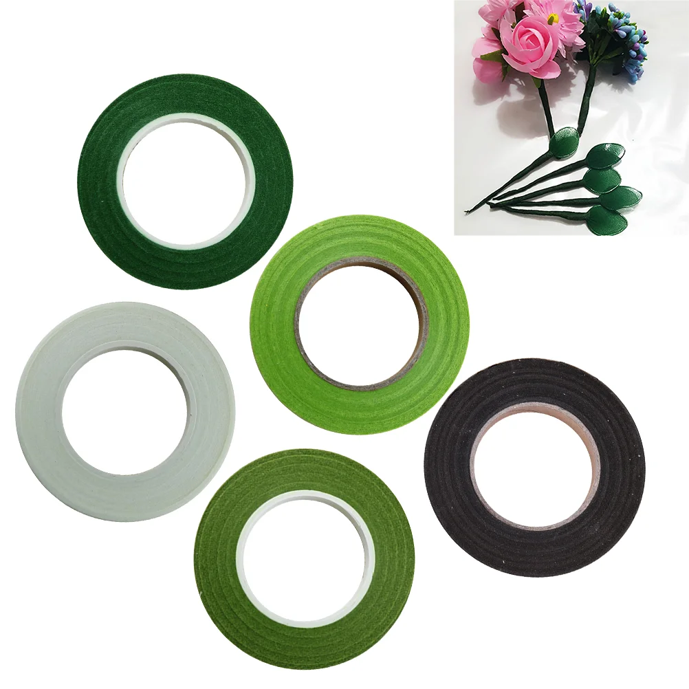 5 Pcs Colored Duct Tape DIY Washi Flower Wrap Greenstuff Bouquets Greenery Garland Stem Masking Arrangement