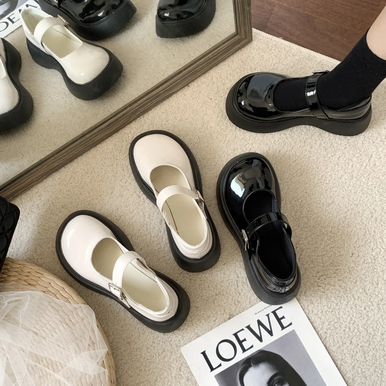 

Little Leather Shoes Girl Spring and Autumn New French Girl Pig Waist Shoes Thick Sole Sweet Cool Mary Jane Shoes Single Shoes