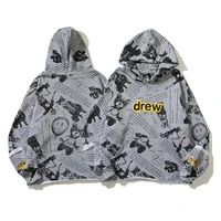2022 spring new drew letter manuscript graffiti painting mens and womens same high street loose all match hooded sweater