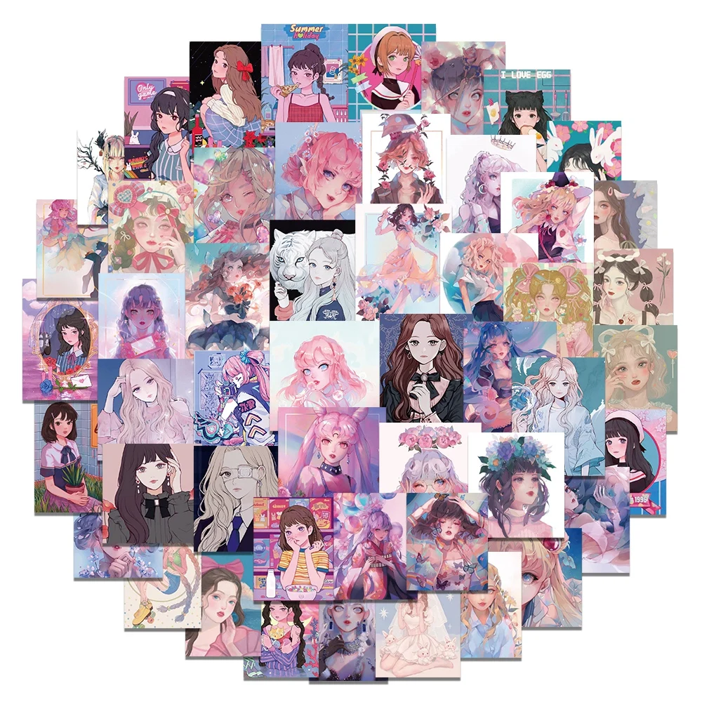 

10/50PCS Candy Girl Art Cartoon Graffiti Laptop Luggage Hand Account Decoration Stickers Classic Kids Toys Stationery Decor