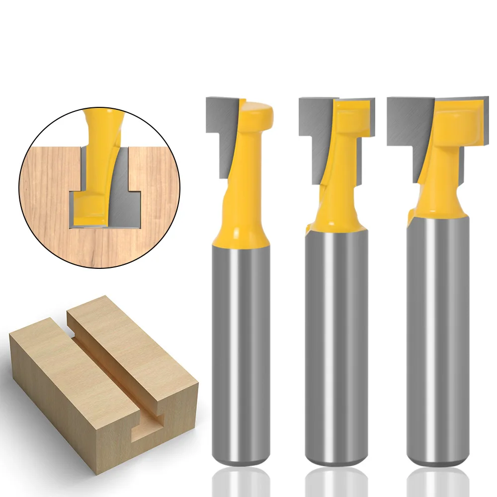 

3PC/Set 8MM Shank Milling Cutter Wood Carving T-Slot Cutter Router Bit Set Key Hole Bits Hex Bolt T Slotting Milling Cutter Wood