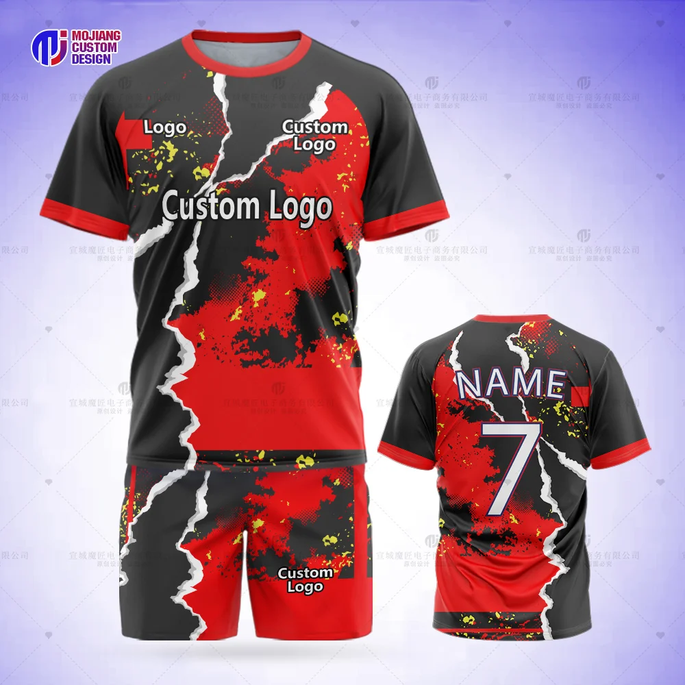 Vector HD 2023 Custom T-shirt Mesh Cloth Soccer Jersey Adult Kids Football Training Wear DIY Shorts Team Logo Set