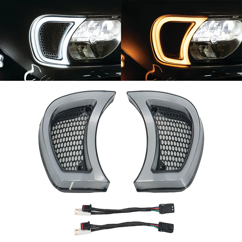 

Applicable to Harley double lights Road gliding modified LED front turn signal vent grille lamp daytime running lamp