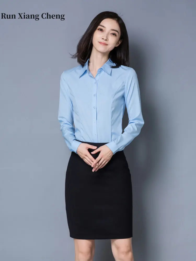 Women's Suit Lined in Spring and Summer 2023 New Solid Color Formal Shirt Commuter Simple Style Fit Professional Shirt