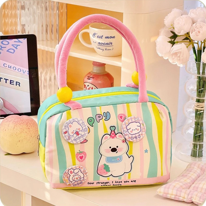 Фото Kawaii Cherry термосумка для обеда для женщин, работы, детей, школы, милая портативная изолированная сумка для ланча, сумка Bento, сумки для хранения еды №5