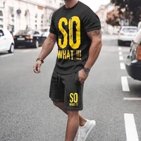 summer 2022 mens sportswear set shorts round neck short sleeve suit trend short graffiti clothing sports suit for man oversized
