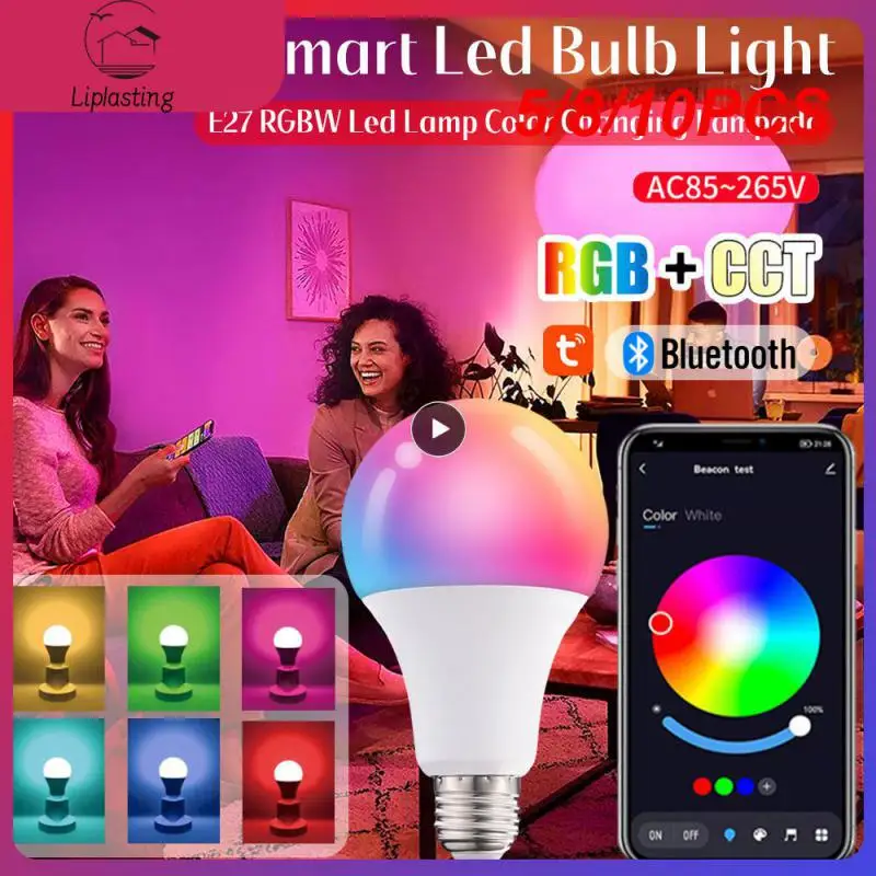 

5/8/10PCS Diy Color Led Bulb Tuya Smart B22 E27 Lamp Bulb Dimmable Rgb Light 10w Works With Gateway