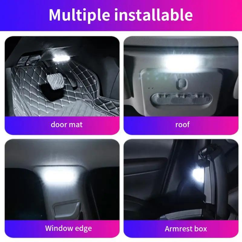 

1pc Car Light Decorative Lamp Car Roof Touch Sensor Reading Lamp USB Charge Night Light Car Styling Light Interior Accessories