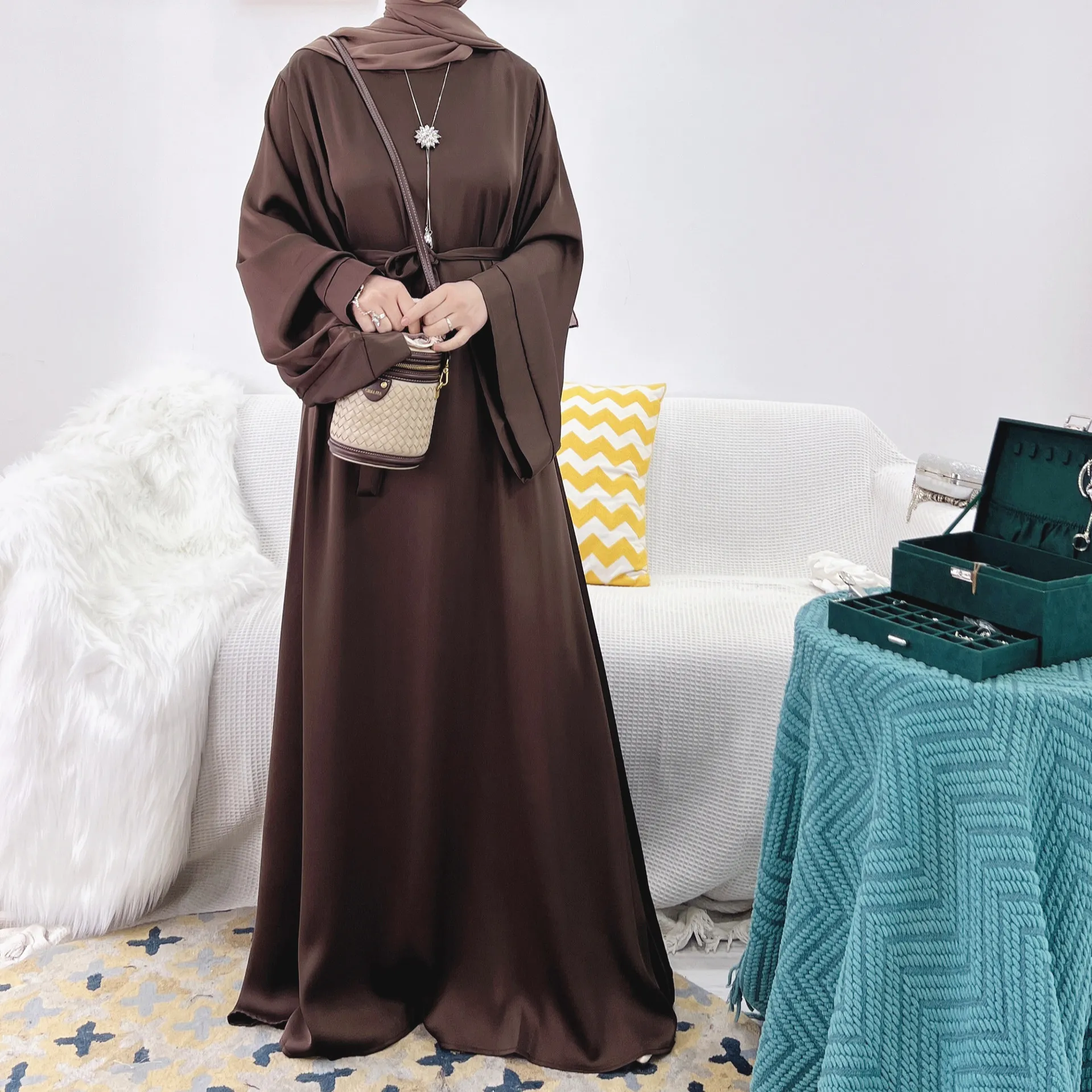 2023 Plain Abaya Dress Muslim Women Modest Gown Islamic Clothing Dubai Saudi Turkish Hijab Robe Casual Outfits Ramadan Eid