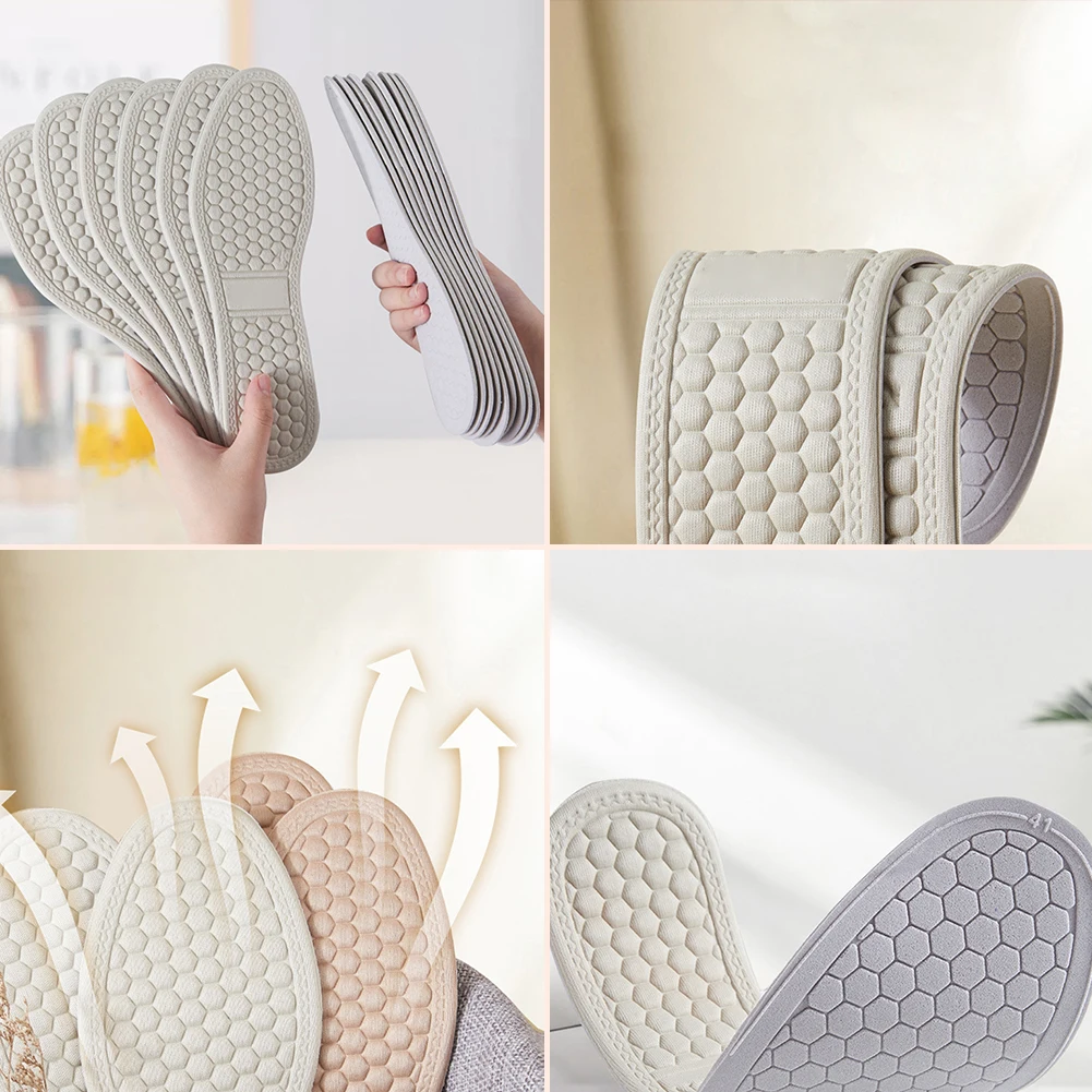 Silicone Soft Elastic Air Cushion Sport Orthopedic Insoles Shock Absorption Breathable Arch Support Running Shoe Sole Pads