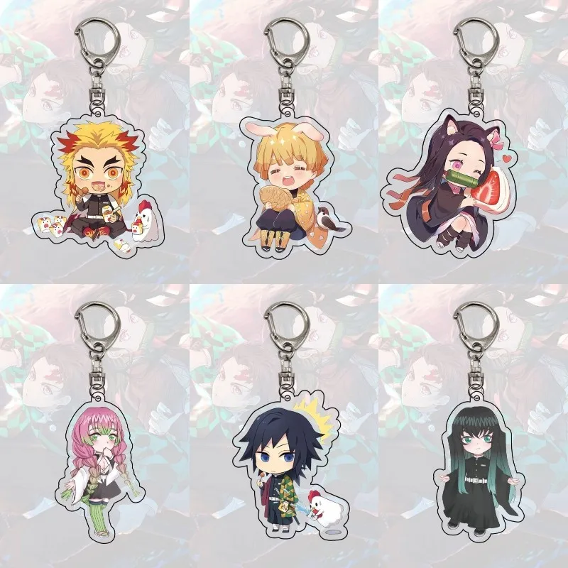 

Anime Demon Slayer Kimetsu No Yaiba Rengoku Kyoujurou Cosplay Key Chain Acrylic Figure Keychains Cute Bag Car Keyrings Fans Gift