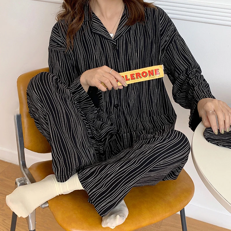 CAIYIER 2022 Autumn Winter Women Nightwear Sexy Leopard Grain Long-sleeved Cardigan Sleepwear Female Korean Leisure Pajamas Set