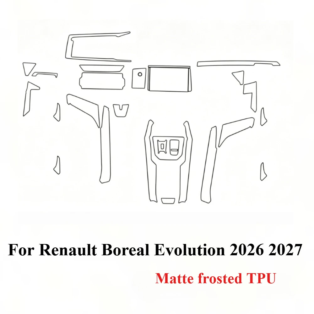Фото Защитная пленка PPF для Renault Boreal Evolution 2026-2027: матовая TPU пленка для ЖК-панели навигации, панели переключения передач и центральной консоли, автомобильные аксессуары №3