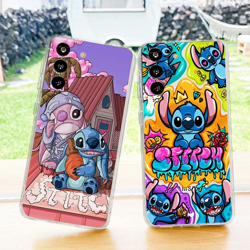 

Lilo Stitch Disney Anime Cute Phone Case For Samsung S23 S22 S21 S20 FE Ultra Pro Lite S10 S9 S8 Plus S7 5G Transparent Cover