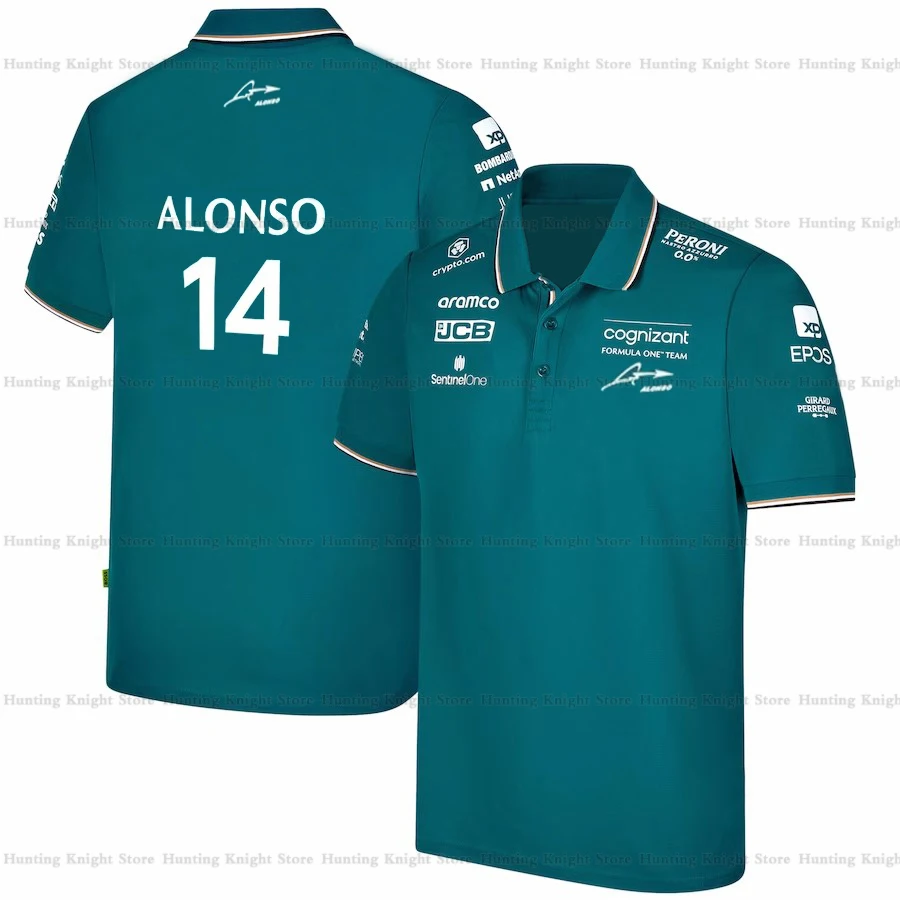 

For Aston Martin Alonso 14 Driver 2023 F1 Racing Team Motorsport Sports Polo Shirt Car Fans Green Do Not Fade Breathable