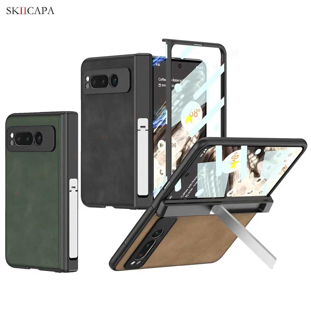 

For Google Pixel Fold magnetic all-inclusive leather Case For Google Pixel Fold Lens Protection Stand hard Cover With Film
