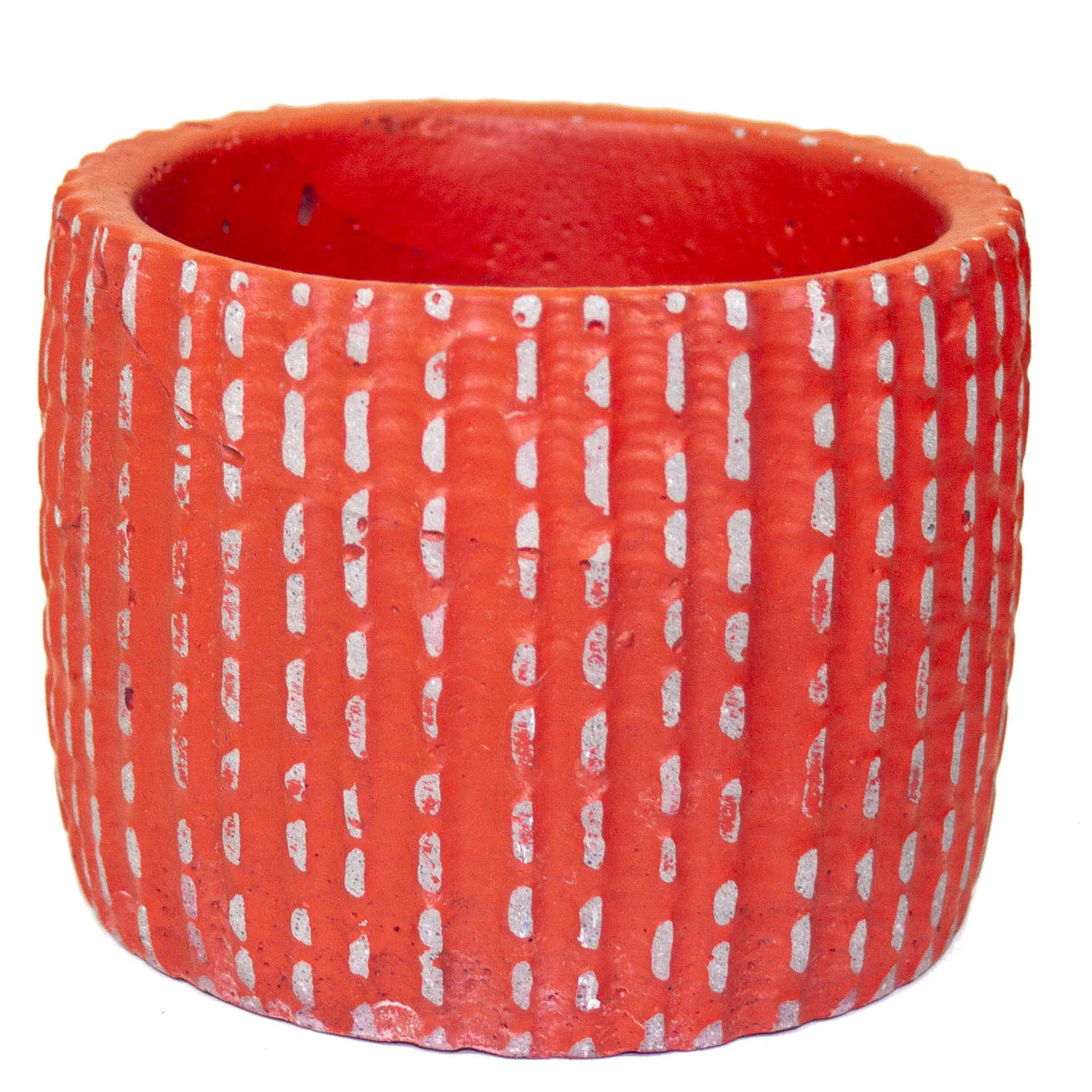 

Veramaya striped tumbled concrete flower pot red 10x12,5 Cm