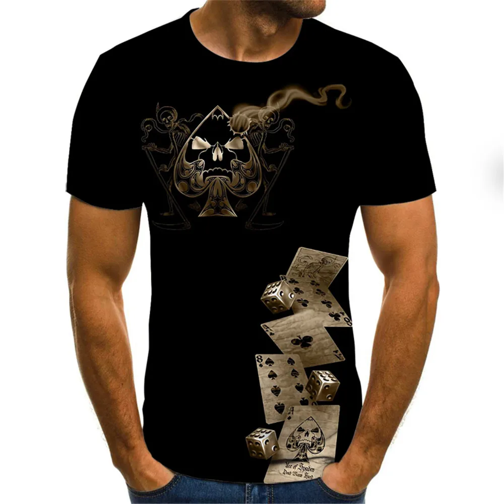 

3D Short Sleeve Men's Shirt T-Shirt Mens T Shirts Skulls Hippie Horror Good Abrasion T-shirts Oversize Hip Hop Summer Asian Size
