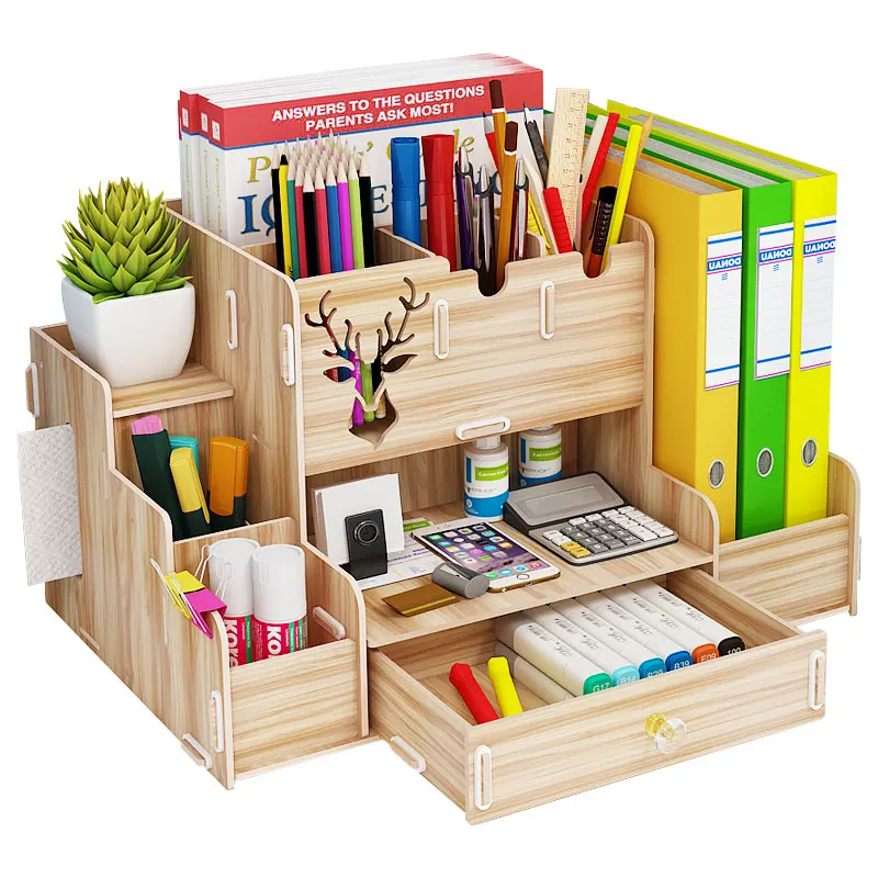 

Pen Holder Nordic Lns Storage Box Creativity Office,Desk Stationery Box Wooden Large Capacity Rack Wooden Book Box