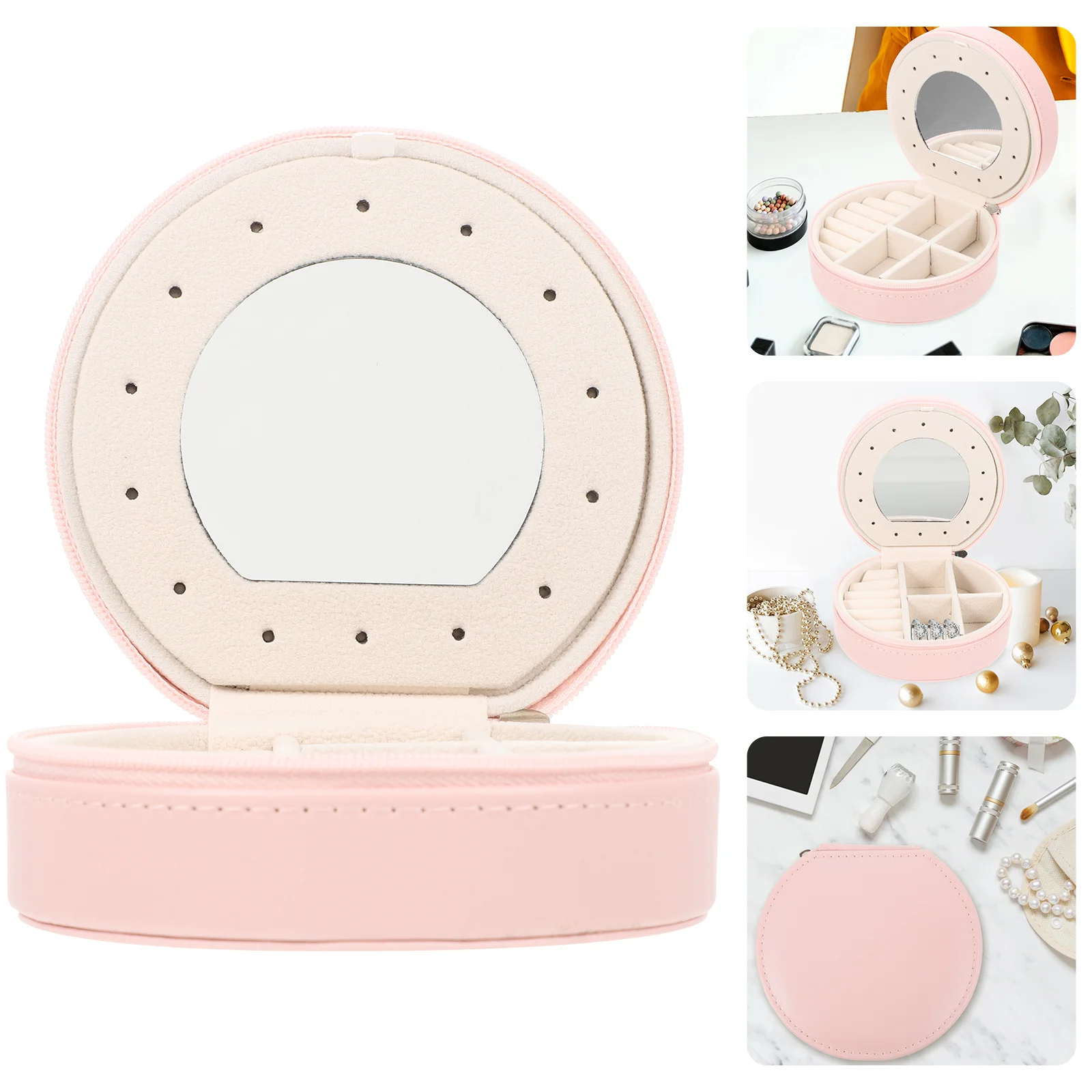 

Jewelry Box Organizer Case Travel Portable Mirror Storage Day Studs Ear Rings Earrings Pouch Purse Mini S Valentine Bracelet