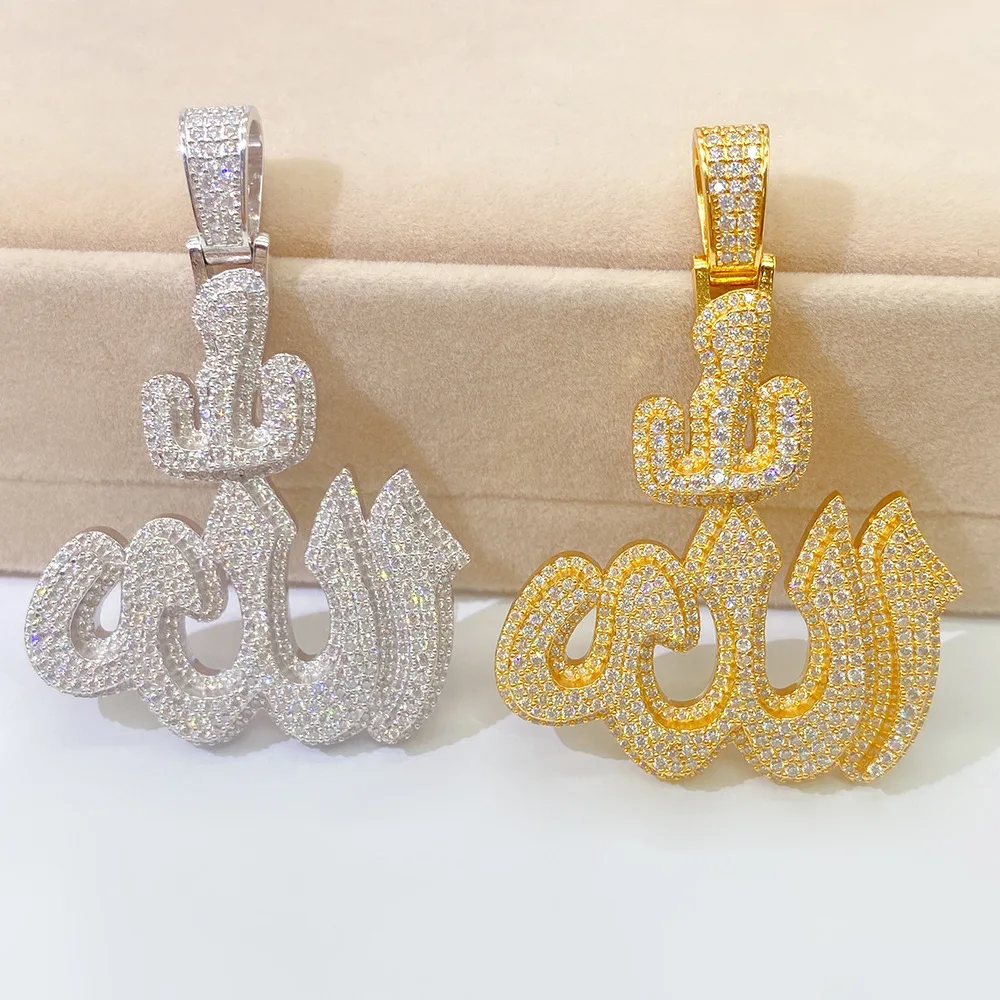 Religion Logo Moissanite S925 Silver Pendant Necklaces For Men Real Diamond Necklace Women Jewelry Pass Tester