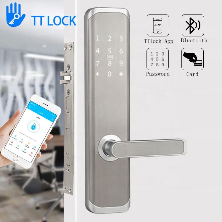 

SUS 304 stainless steel mortise fingerprint door lock ttlock digital smart keypad lock APP open