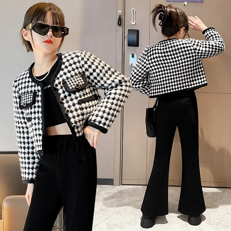 

New Fashion Children's Coat Spring Autumn Retro Style Girls Jacket Loose Short Tops Teen Kids Clothing
