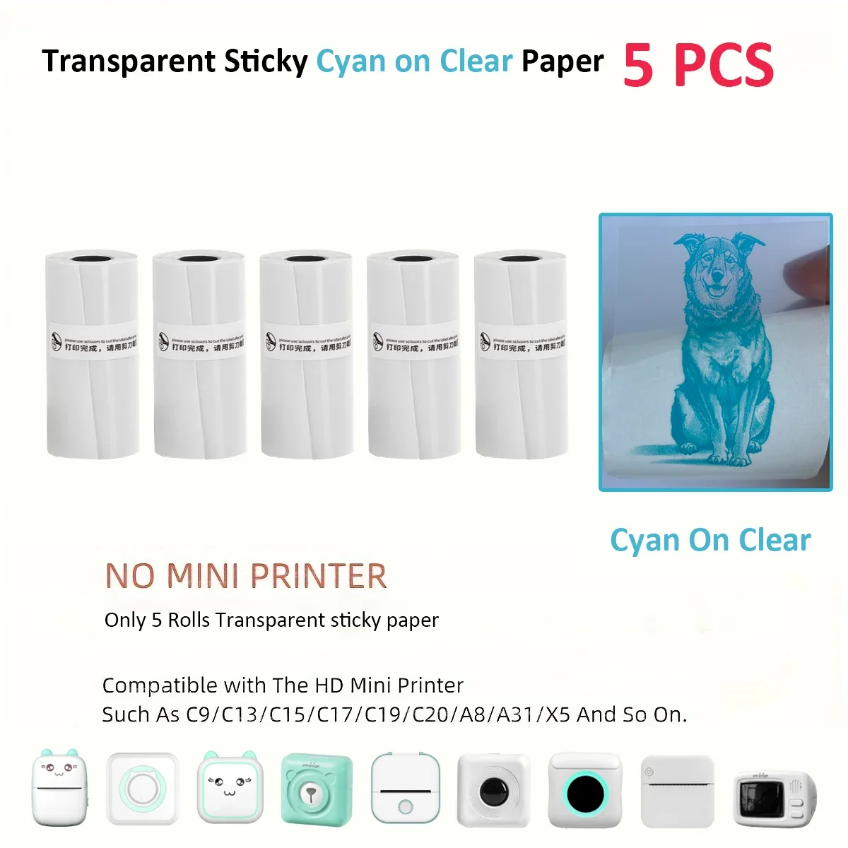 57x25 мм голубая прозрачная термонаклейка мини-бумага для принтера самоклеящаяся