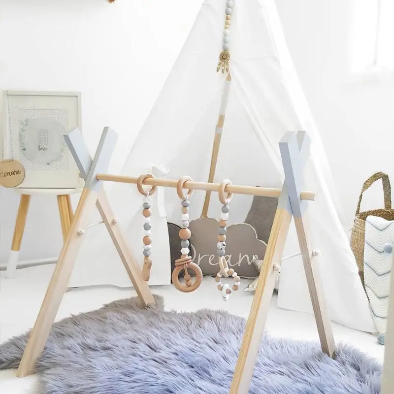 

Nordic Simple Wooden Newborn Baby Fitness Rack Kids Sensory Ring-pull Toy Children Room Decorations A2UB