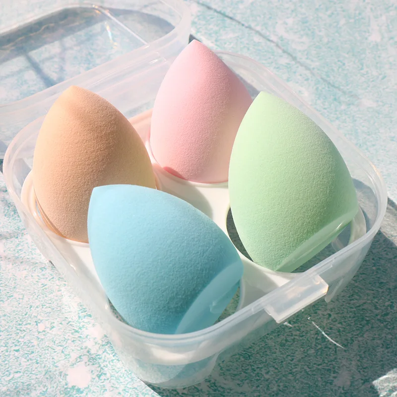 

4PCS/Set Storage Makeup Blender Sponge Cosmetic Puff Beauty Foundation Powder Cushion Puff Blush Sponge Tool Women Make Up Kit