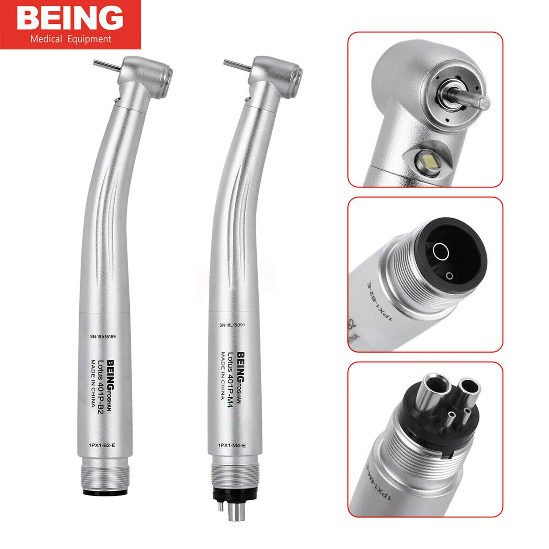 

Being Dental High Speed LED Self Power E-Generator Air Turbine Push Button Handpiece 401PX-E 2/4 Holes Fit for NSK PANA MAX Type
