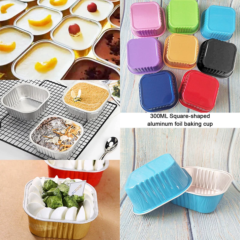

5 шт., 300 мл, чашки для выпечки из алюминиевой фольги с крышками для стандартного контейнера