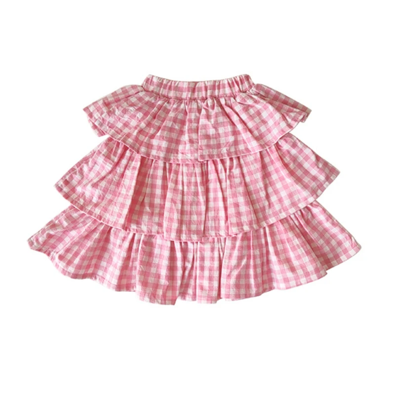 

WLG Girls Skirt Pink Tutu Plaid Skirts Baby Clothes Girl Spring Fall Casual Bottoms for 2-7 Years