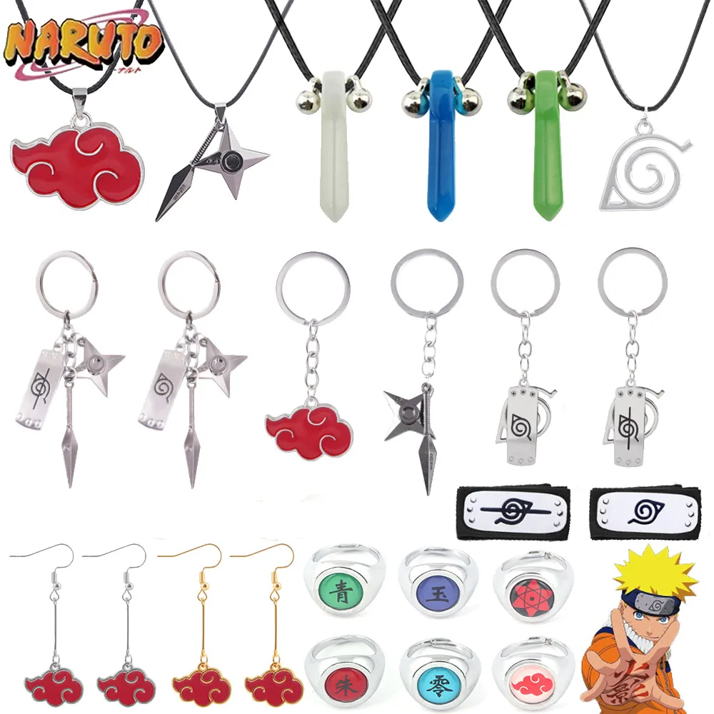 

Аниме Narutos Konoha брелок Kunai Shuriken Дротика оружие Akatsuki Логотип Красное Облако брелки серьги для женщин мультфильм ювелирные изделия
