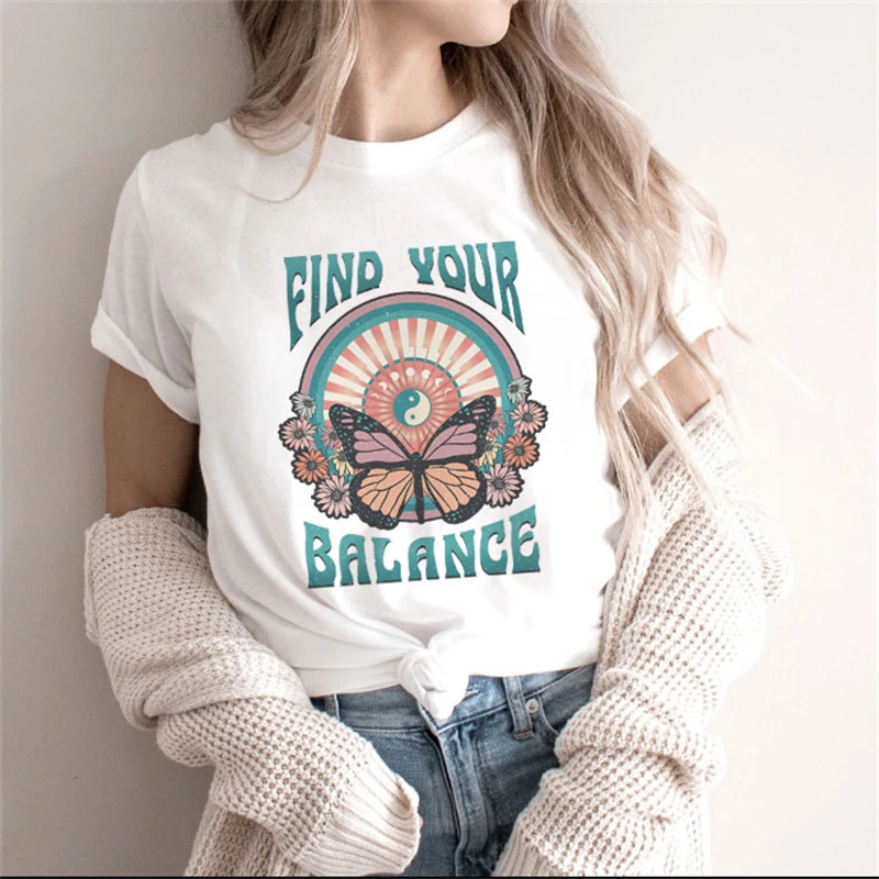 

Summer Short Sleeve Casual Women Clothing Cartoon Butterfly Cute Fashion Clothes Print Tshirt Female Tee Top Graphic T-shirt