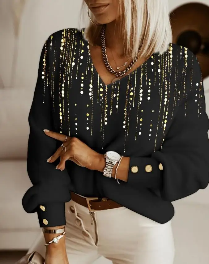 

Женская футболка с V-образным вырезом и длинным рукавом