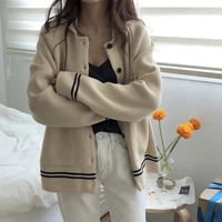 winter autumn new knitwear womens long sleeve sweater lapel female korean clothing loose warmth women solid chic cardigans